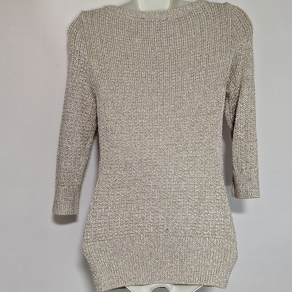 White House Black Market Textured Metallic Gold Knit - Picture 5 of 7
